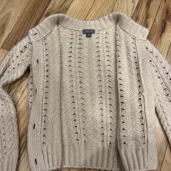 J Crew Point Sur Pointelle Cardigan Sweater Pink Size XXS Small Cable Knit - Picture 10 of 12